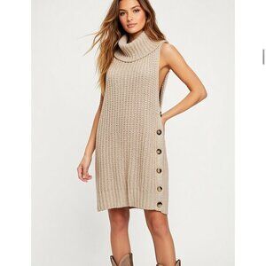 FREE People Valentina Ivory Beige Turtleneck Sleeveless Tunic Sweater